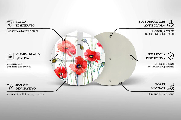 Deska kuchenna szklana Kwiaty czerwone maki