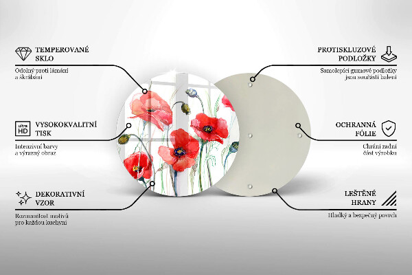 Deska kuchenna szklana Kwiaty czerwone maki