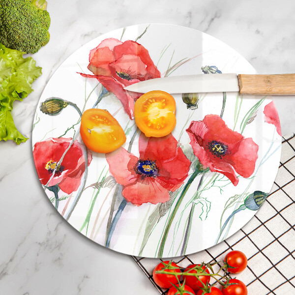 Deska kuchenna szklana Kwiaty czerwone maki