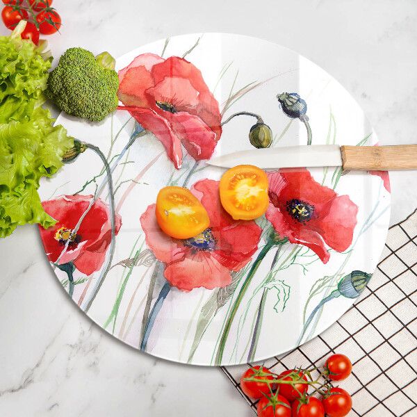 Deska kuchenna szklana Kwiaty czerwone maki