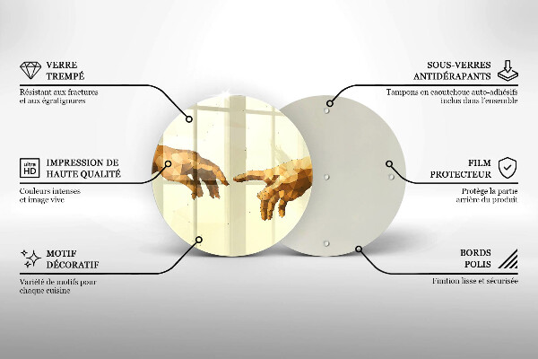 Deska kuchenna szklana Stworzenie Adama dłonie
