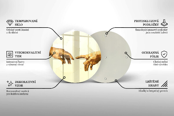 Deska kuchenna szklana Stworzenie Adama dłonie