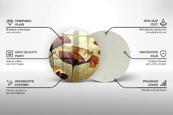 Deska kuchenna szklana Malowane boho kwiaty