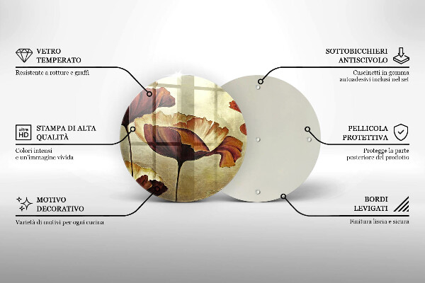 Deska kuchenna szklana Malowane boho kwiaty