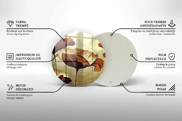 Deska kuchenna szklana Malowane boho kwiaty