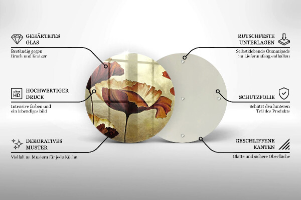 Deska kuchenna szklana Malowane boho kwiaty