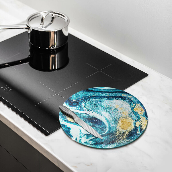 Szklana deska kuchenna Błękitna abstrakcja złoto