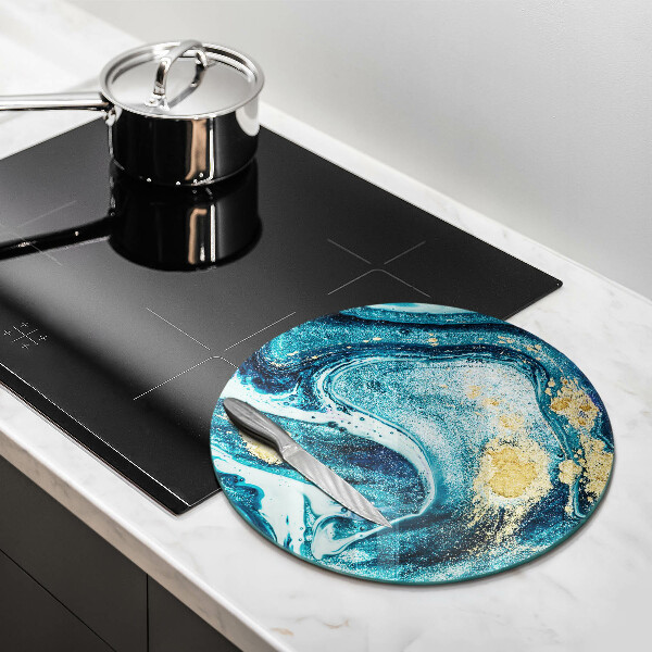 Szklana deska kuchenna Błękitna abstrakcja złoto