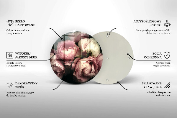 Deska kuchenna szklana Kwiaty piwonii