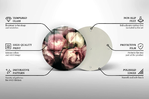 Deska kuchenna szklana Kwiaty piwonii