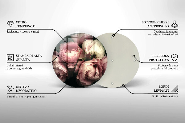 Deska kuchenna szklana Kwiaty piwonii