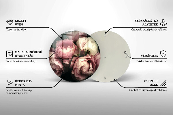 Deska kuchenna szklana Kwiaty piwonii