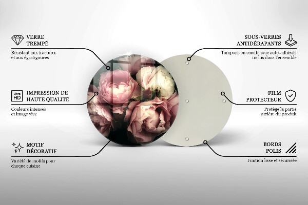 Deska kuchenna szklana Kwiaty piwonii