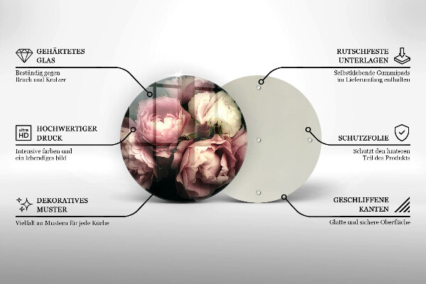 Deska kuchenna szklana Kwiaty piwonii