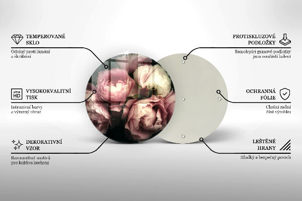 Deska kuchenna szklana Kwiaty piwonii