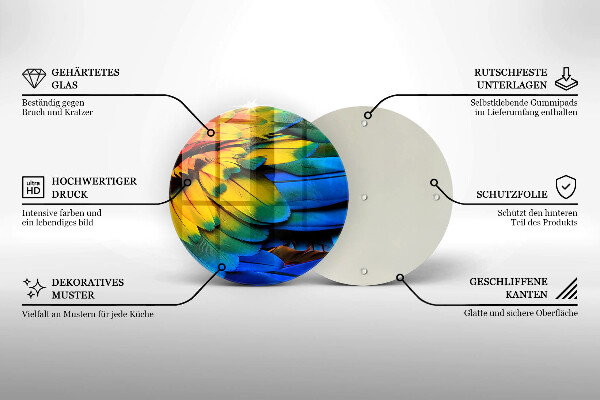 Deska kuchenna szklana Barwne pióra papugi