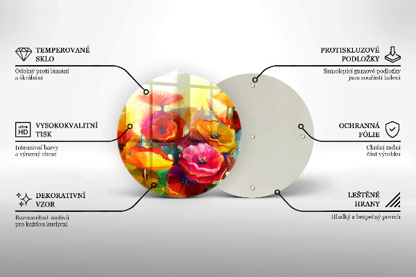 Deska kuchenna szklana Malowane kolorowe kwiaty