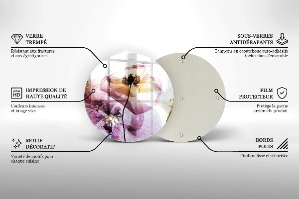 Deska kuchenna szklana Delikatne kwiaty