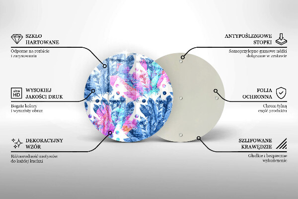 Deska kuchenna szklana Ilustracja boho piórka
