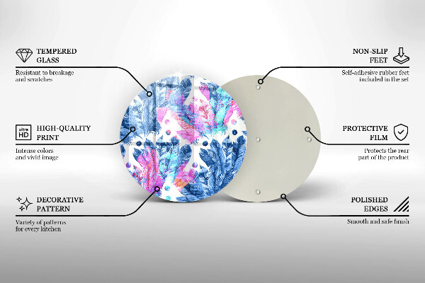 Deska kuchenna szklana Ilustracja boho piórka