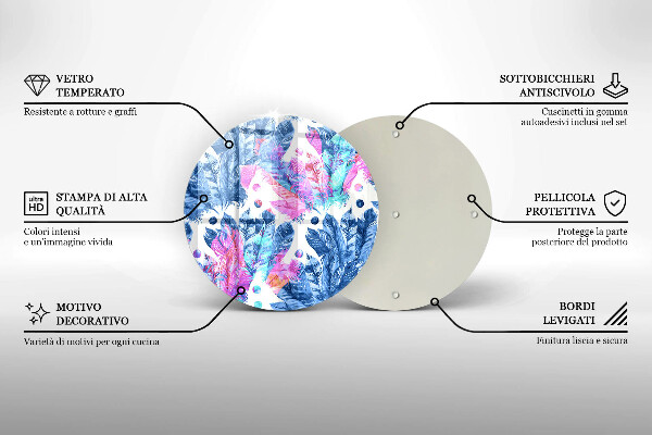 Deska kuchenna szklana Ilustracja boho piórka