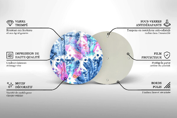 Deska kuchenna szklana Ilustracja boho piórka