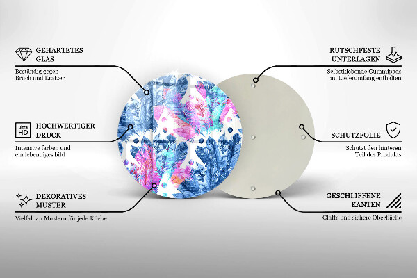 Deska kuchenna szklana Ilustracja boho piórka