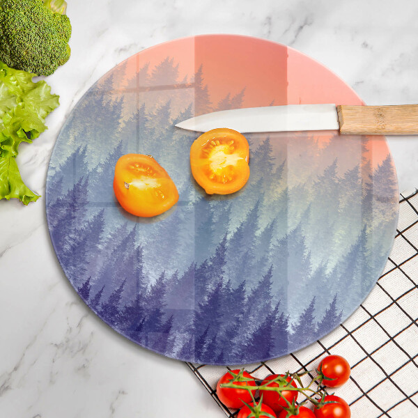 Szklana deska kuchenna Las o zachodzie słońca