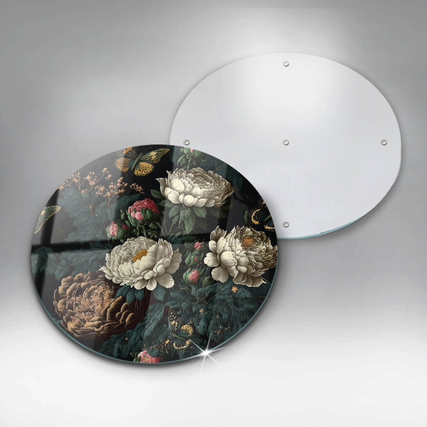 Deska kuchenna szklana Vintage kwiaty piwonii