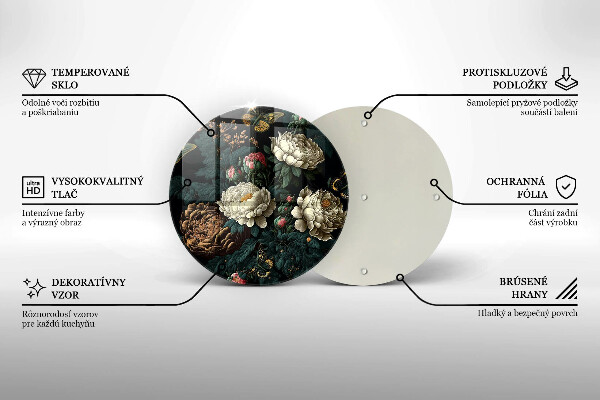 Deska kuchenna szklana Vintage kwiaty piwonii