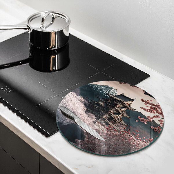 Deska kuchenna szklana Pejzaż japoński budynek