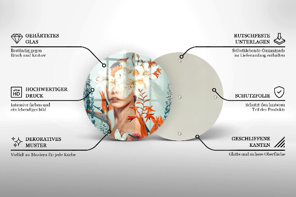 Deska kuchenna szklana Kobieta w kwiatach