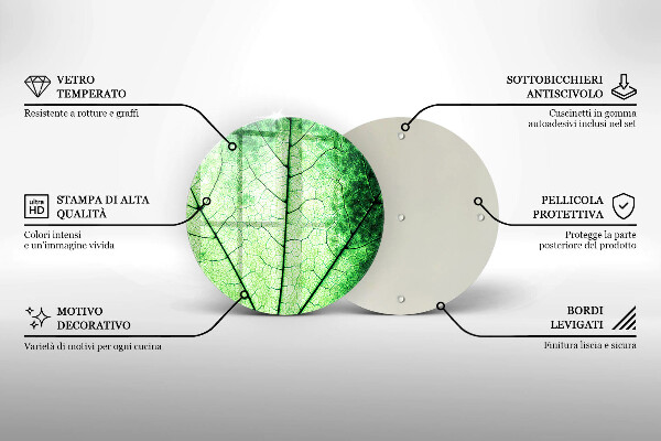 Deska kuchenna szklana Liść ozdobny żyłki