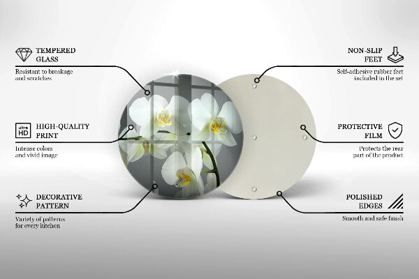 Deska kuchenna szklana Kwiaty biała orchidea