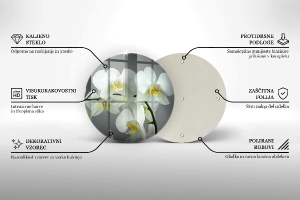 Deska kuchenna szklana Kwiaty biała orchidea