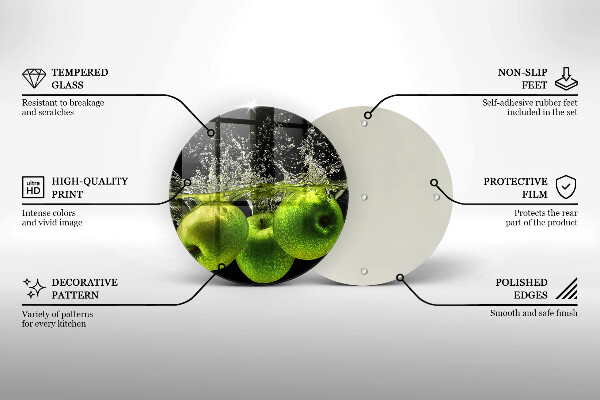 Deska kuchenna szklana Zielone jabłka i woda