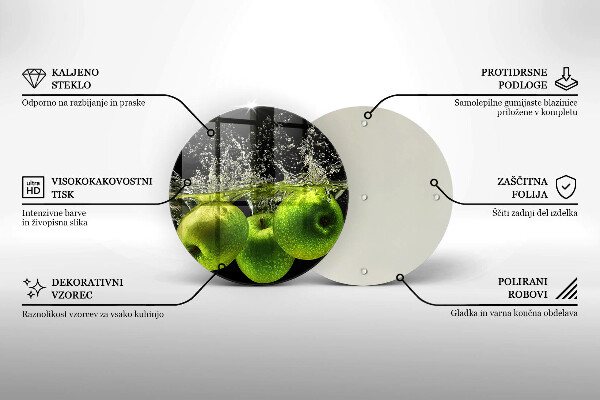 Deska kuchenna szklana Zielone jabłka i woda