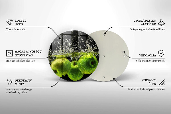 Deska kuchenna szklana Zielone jabłka i woda