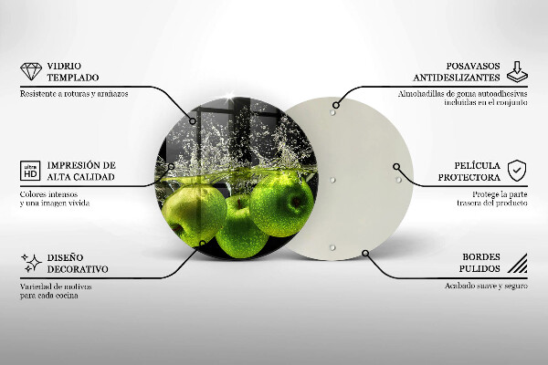 Deska kuchenna szklana Zielone jabłka i woda