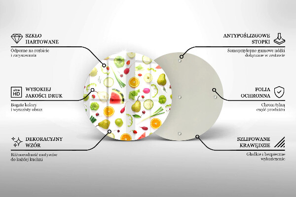 Deska kuchenna szklana Wzór owoce i warzywa