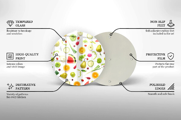 Deska kuchenna szklana Wzór owoce i warzywa