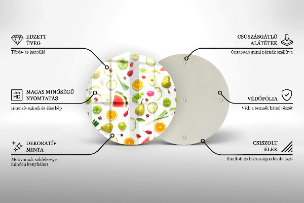 Deska kuchenna szklana Wzór owoce i warzywa