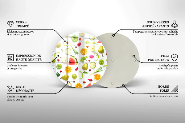 Deska kuchenna szklana Wzór owoce i warzywa