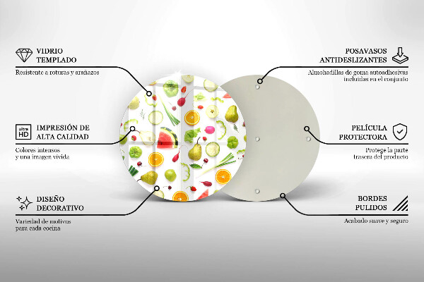 Deska kuchenna szklana Wzór owoce i warzywa
