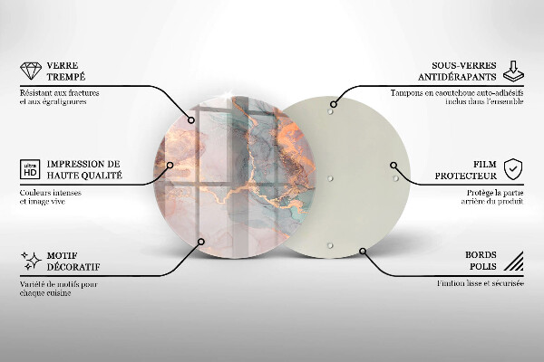 Deska kuchenna szklana Marmur ze złotem