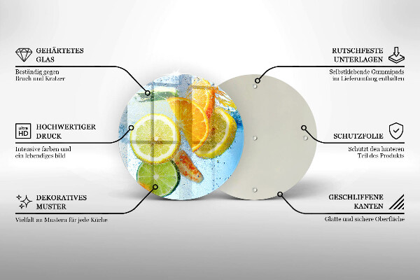 Deska kuchenna szklana Soczyste cytrusy woda
