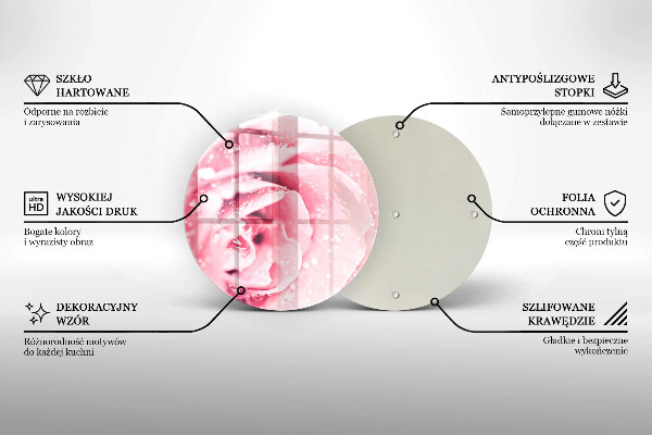 Deska kuchenna szklana Krople rosy i kwiat róży