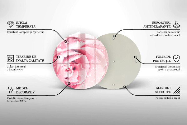 Deska kuchenna szklana Krople rosy i kwiat róży