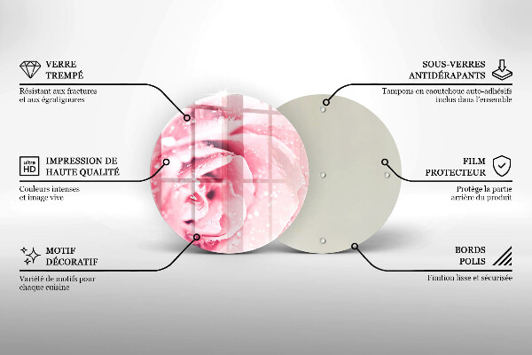 Deska kuchenna szklana Krople rosy i kwiat róży