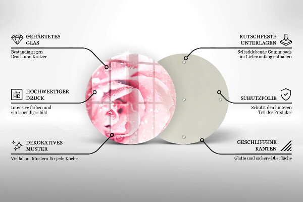 Deska kuchenna szklana Krople rosy i kwiat róży